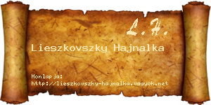 Lieszkovszky Hajnalka névjegykártya
